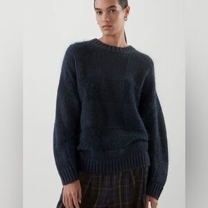 NWT Cos Wool Mohair Patchwork Sweater - Navy M/L